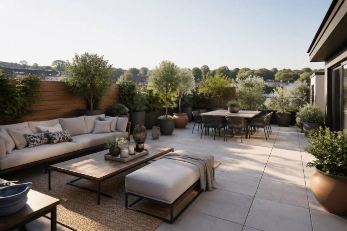Aménager une terrasse de 40m plans, mobilier et astuces d’organisation